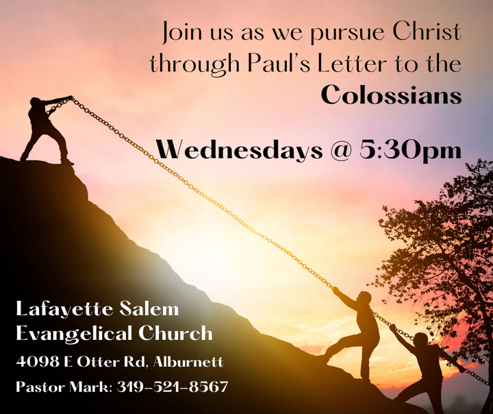 Colossians Bible Study Wednesdays @ 5:30 pm